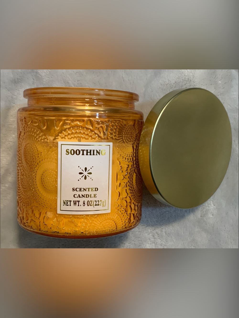 Soothing Scented Candle — Embossed Glass Jar